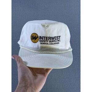 Vintage Interwest Safety Supply Nissin Hat Cap Snap Back Mens One Size White 80s